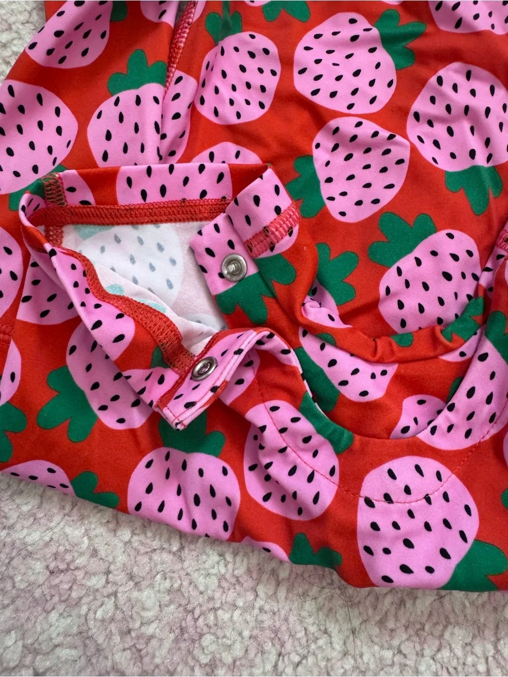 Hanna Andersson Red One-Piece with Pink Strawberry Print